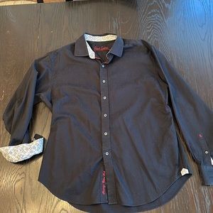 Robert Graham Men’s Black Dress Button Down Long Sleeve Shirt 2xl